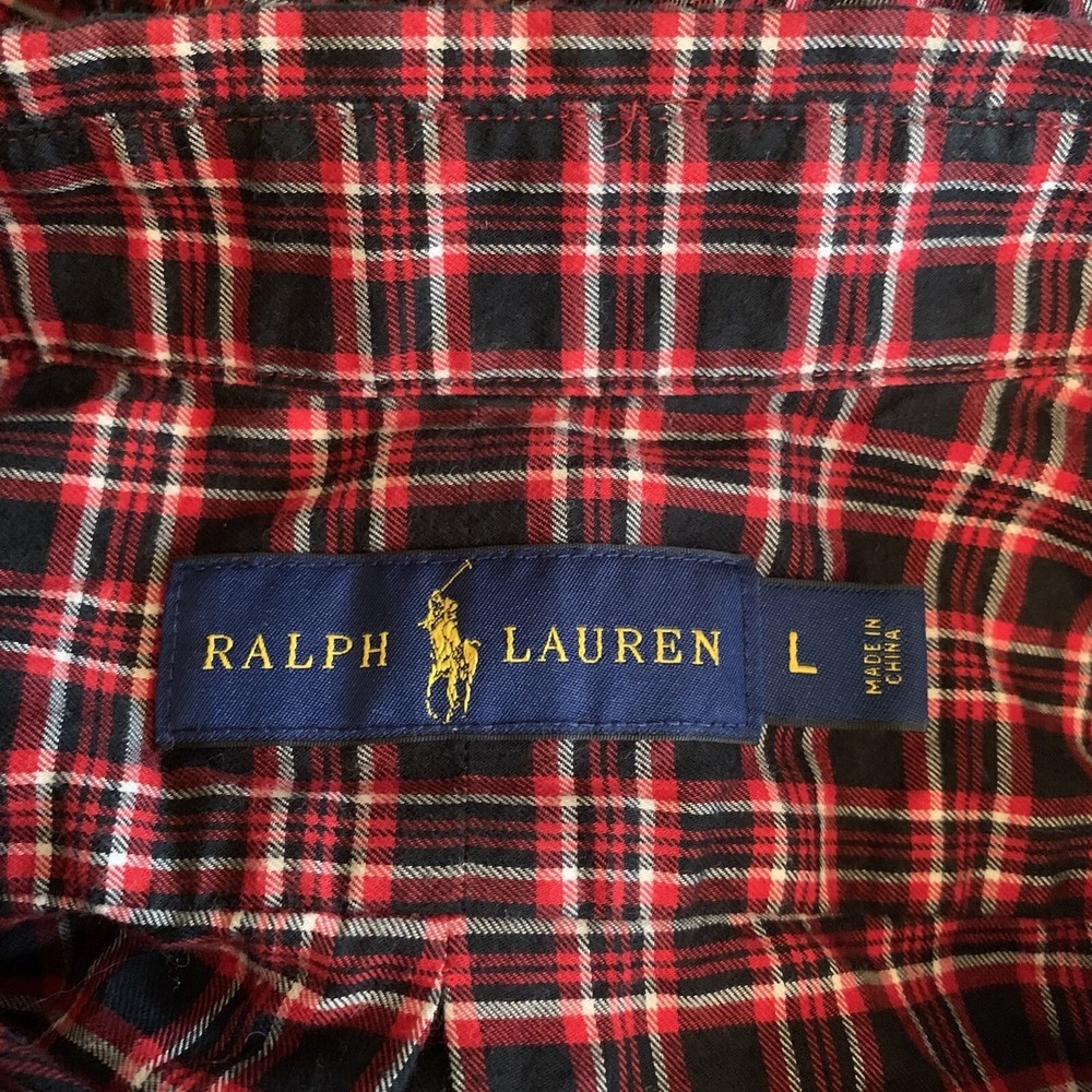 Polo Ralph Lauren Shirt Mens Large Long Sleeve Button Down Tattersall Plaid - Picture 5 of 7